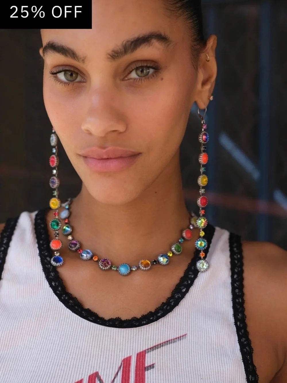 Vesper Obscura (Mia Vesper) layering choker necklaces Silver multi rainbow jewel